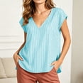 thumbnail image 4 of Women's Summer Casual V-Neck Striped Short Sleeve Top, 4 of 8