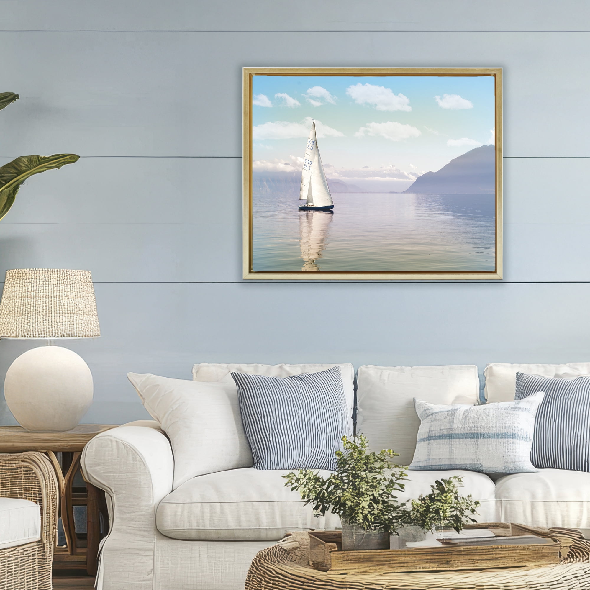 Stupell Industries Ocean Sails Lounging Gold Framed Floater Canvas Wall Art, design by Marcus Prime