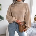 thumbnail image 1 of Suéter de punto de cuello alto de manga larga con farol de colores mixtos europeos y americanos para mujer otoño e invierno, 1 of 5