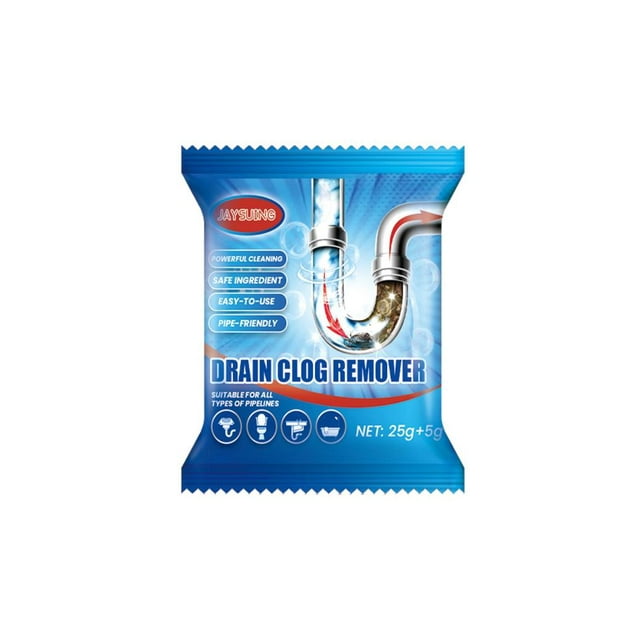 Drain Clog Remover Powder for Sinks and Showers, Fast-Acting Formula for Hair and Grease, Individually Packed for Easy Use in Pipes and Septic Systems