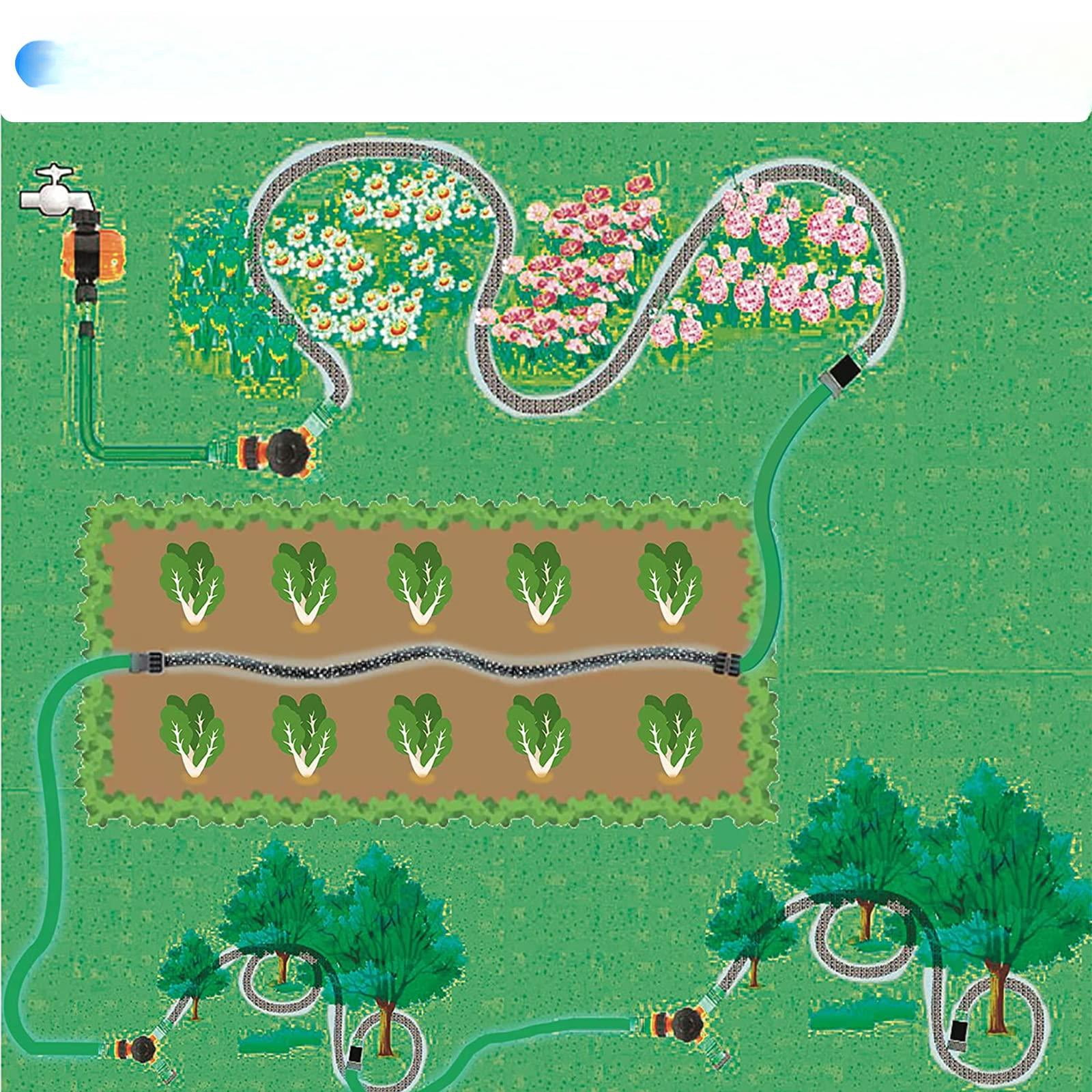 Flat Soaker Hose 25 Ft For Garden Beds  25ft 1/2" Linkable Consistent Drip Irrigation Save 80% Water Leakproof Heavy Duty Double Layer Sprinkler