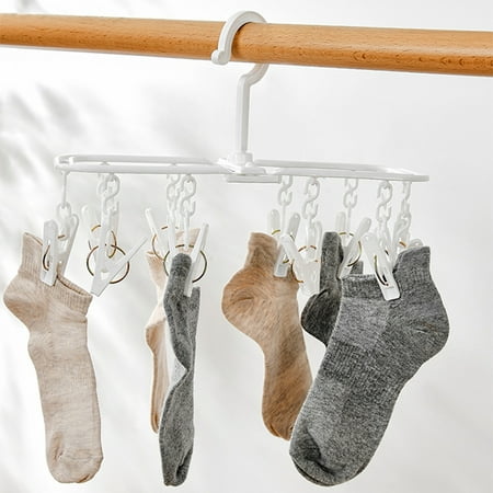 

Foldable Clothes Drying Hanger Plastic Portable Underwear Hanging Drying Rack with 360 Degree Rotatable Clips Laundry Drip Hanger for Socks Bras Towel Underwear Baby Clothes