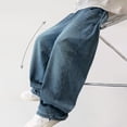 thumbnail image 5 of CPNG Boys Fashion Baggy Jeans Teen Boys Straight Wide Leg Elastic High Waist Casual Loose Denim Trousers Streetwear(Blue,12-13 Years), 5 of 8