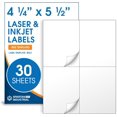 thumbnail image 1 of duomi-4.25" X 5.5" Matte White Shipping Labels Compatible with Inkjet and Laser Printers - 30 Sheets, 120 Total Printable Stickers for Mailing, Product Labeling, Organization -, 1 of 4