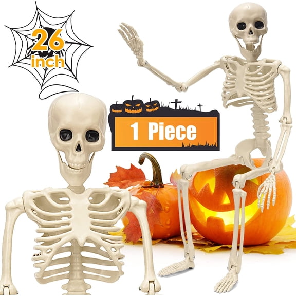 Happiwiz Skeleton Halloween Decor Adjustable Full Body White Plastic Decoration