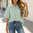thumbnail image 7 of Aboser Womens Button Down Striped Shirts Trendy Puff Short Sleeve Tops Teacher Outfit for Women Loose Fitted Beach Vacation T Shirt Dressy Casual Blouses, 7 of 7