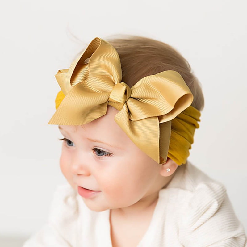 4" Synthetic Leather Glitter Bow Headband Head Hair Band Bands Baby Girls 