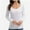 White, variant on Women Long Sleeve Scoop Neck Slim Fitted Basic Soft T-Shirts