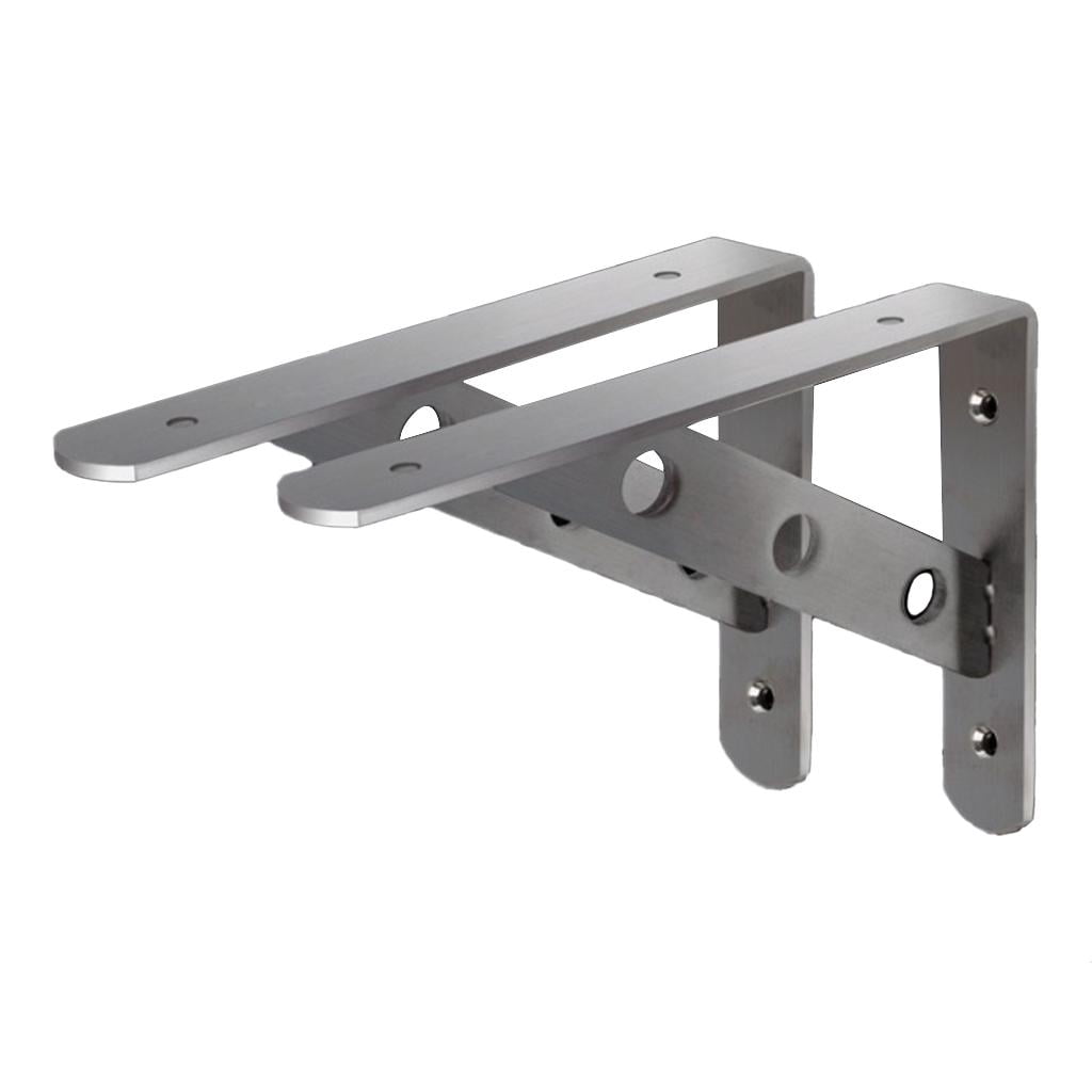 WLPZXP 2xStainless Steel L-Shape Shelf Bracket Wall Mount Heavy Duty Brackets 16'' 16 inch