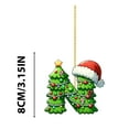 thumbnail image 4 of CuiLiyq 26 Letter Ornaments Christmas Tree Decorations, 3.2 Inch Green Xmas Tree Initials Ornament with Santa Hat, for DIY Crafts Home Party Supplies (2D Acrylic, N), 4 of 4