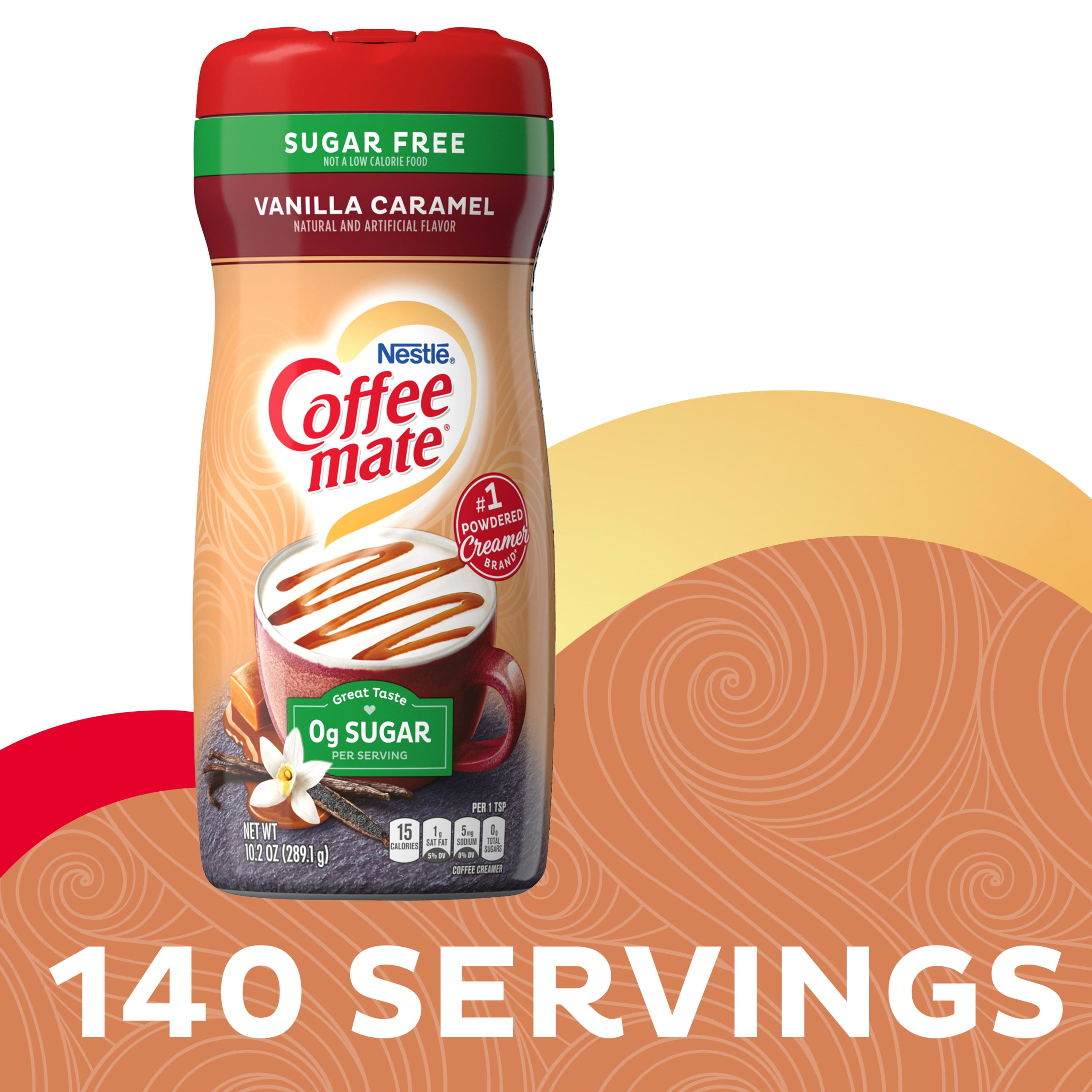(6 pack) Coffee mate Vanilla Caramel Sugar-Free Powder Coffee Creamer, 10.2 oz