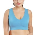thumbnail image 1 of Clearance! 2 Pack Women Plus Size Sport Bra Double Layer Cotton Underwear Seamless Elastic Bralette (Blue), 1 of 13