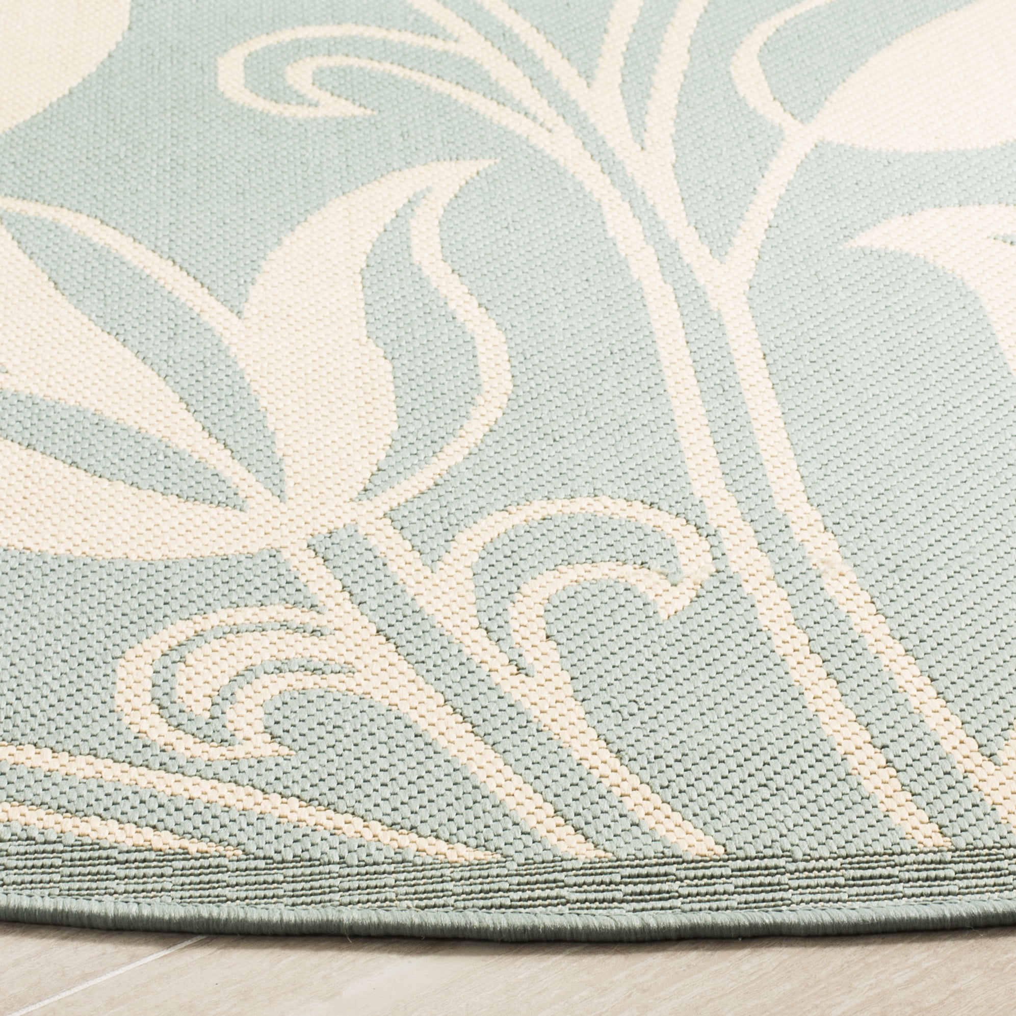 Safavieh Courtyard Bryanna Floral Indoor/Outdoor Area Rug, Aqua/Cream, 6'7" x 6'7" Round