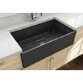 thumbnail image 4 of BOCCHI Contempo Apron Front Fireclay 33 in. Single Bowl Kitchen Sink with Protective Bottom Grid and Strainer in Matte Dark Gray, 4 of 6