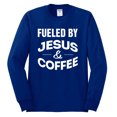 thumbnail image 2 of Fueled by Jesus and Coffee Funny Christian | Mens Inspirational/Christian Long Sleeve T-Shirt, Royal, Medium, 2 of 3