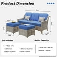 thumbnail image 3 of Ovios 3 Pieces Outdoor Furniture Rattan Patio Conversation Set with Ottoman for Backyard, 3 of 3
