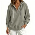 thumbnail image 2 of Ladies Ruched Crochet Hooded Plain Loose Fit Hoods Outfits Sweatshirt for Women Sweater Fall Winter Outfits 2026 Gray L, 2 of 6