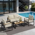thumbnail image 2 of BaPiPro 4-Piece Outdoor Exposed Tube Sofa Set, Beige Modern Sturdy Patio Furniture, Weather-Resistant Conversation Set for Balcony, Backyard & Outdoor Relaxation, 2 of 10