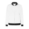 thumbnail image 5 of Women Lightweight Jacket Casual Zip Up Long Sleeve Coat Spring Fall Solid Color Trendy Work Clothes With Pockets White M, 5 of 5