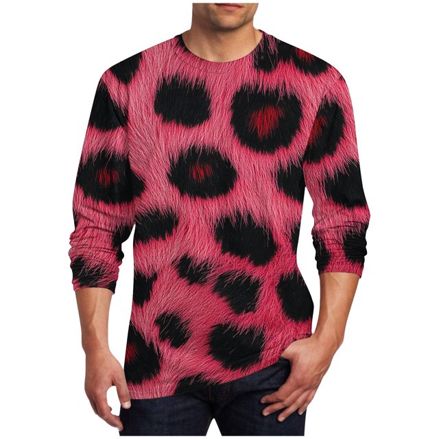 Blusas y camisas de manga larga y cuello redondo para hombre, estilo casual, estampado, cuello redondo, manga corta, poliéster