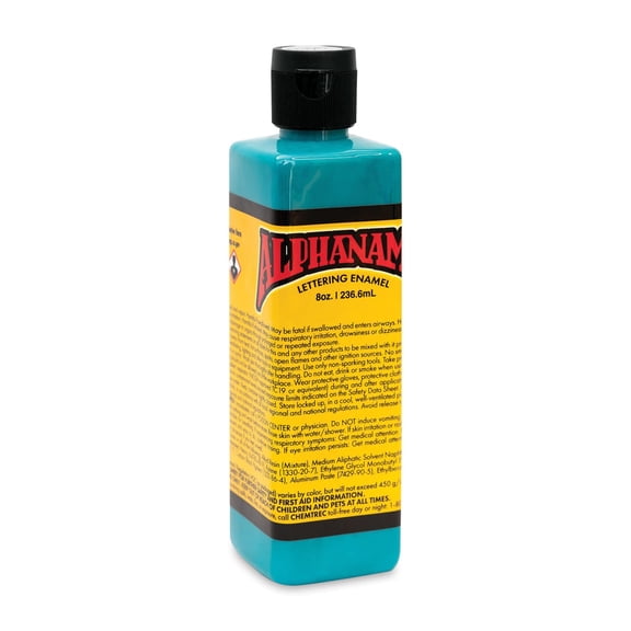 Alpha6 Alphanamel Lettering Enamel - Bright Teal, 236.6 ml, Bottle