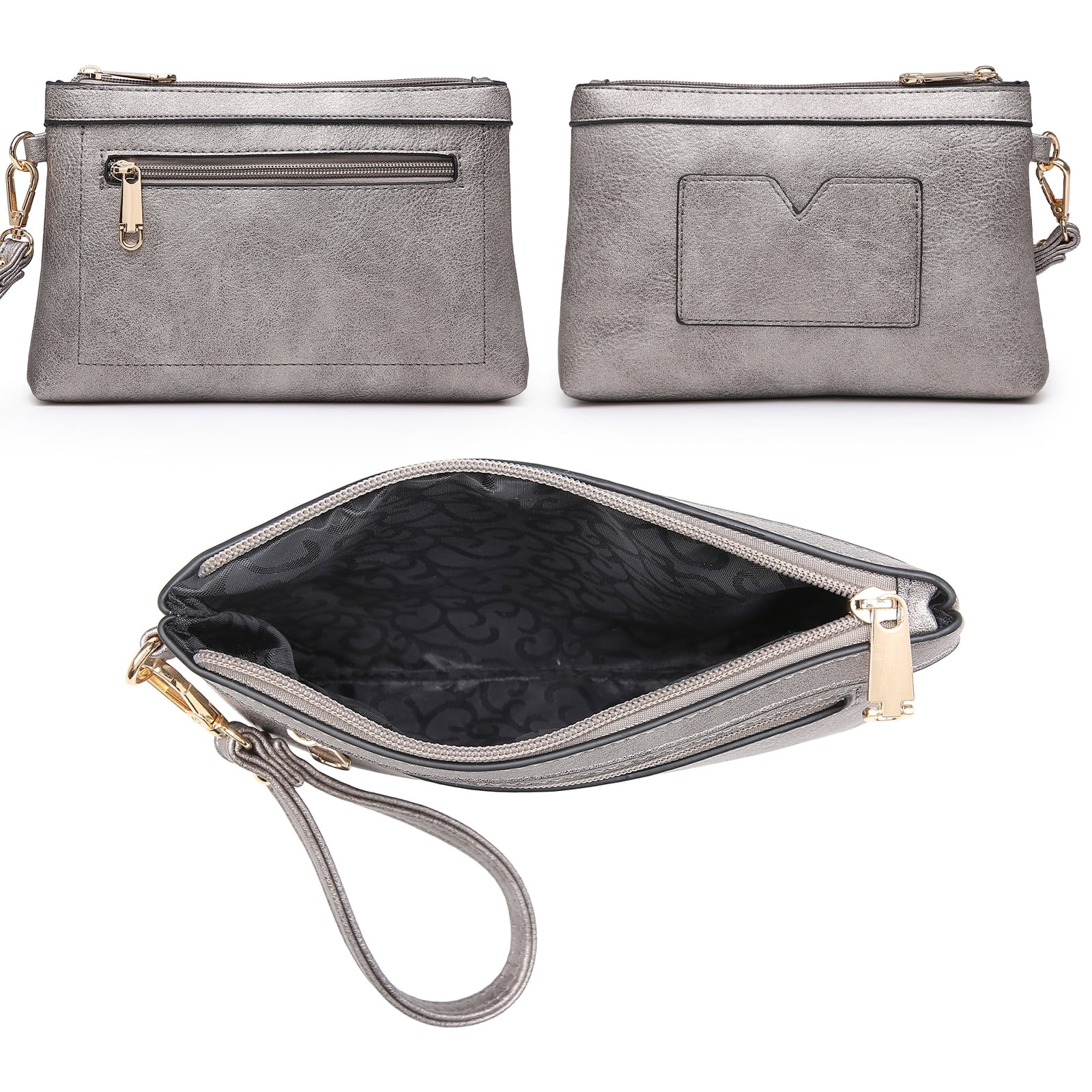 MKP Womens Satchel Female Handbags Two Tone Vegan Leather Shoulder Bag with Wallet 2pcs Set