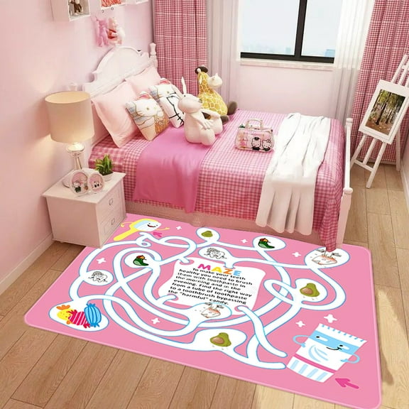 Area Rug Living Room Carpet for Girls Kids Bedroom Bedside Anti-Slip Colorful Large Area Rugs Room