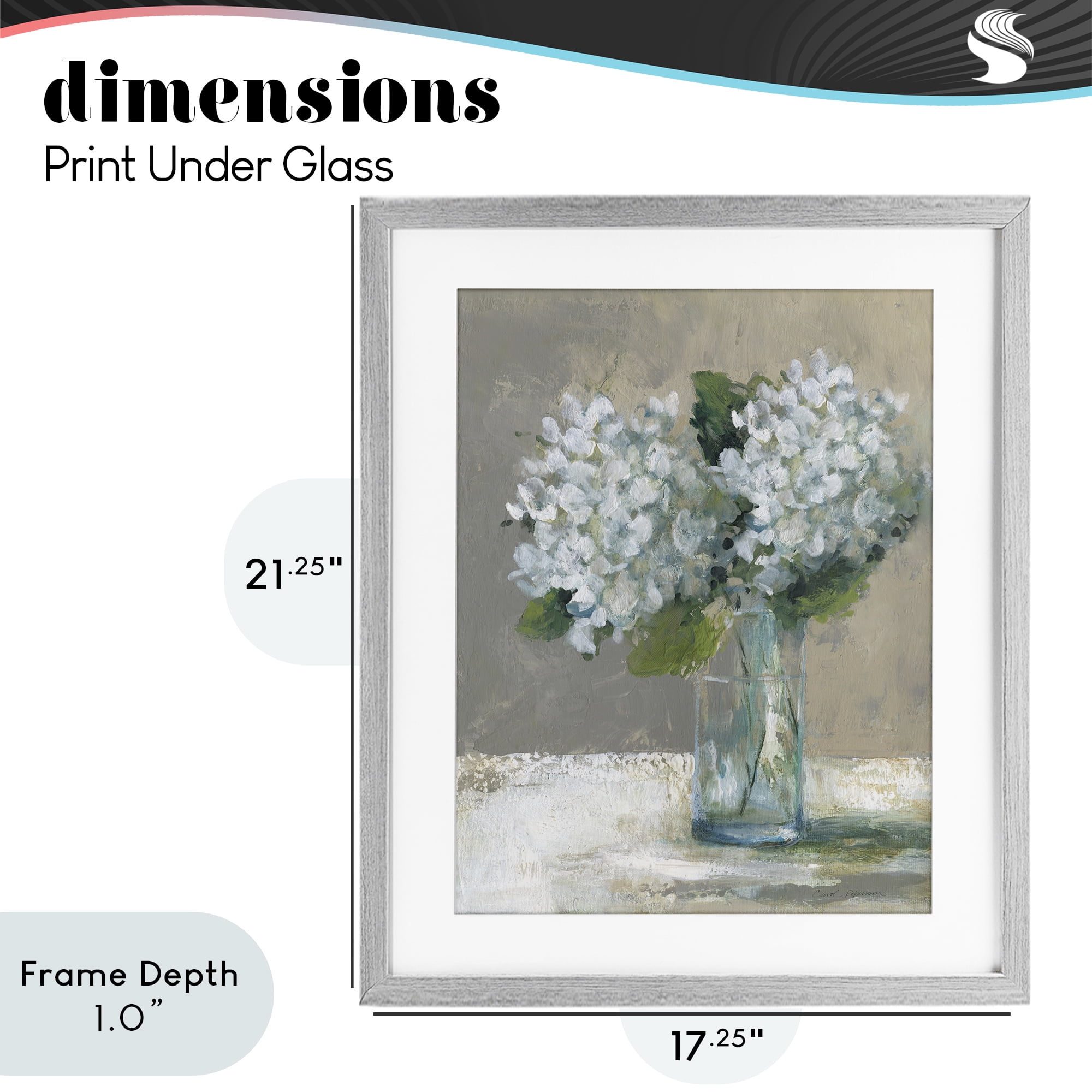 Stupell Industries White Hydrangeas Glass Vase Gray Framed Print Under Glass, design by Carol Robinson