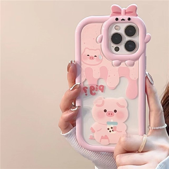 Cerdo De Té De Leche Adecuado Para iPhone 14 14pro 14max 14prm 13 13pro 13prm 13 12 11 Pro Max XR X XS 6 7 8 Plus TPU Cuatro Esquinas Fundas Protectoras Para Teléfono A Prueba De Golpes