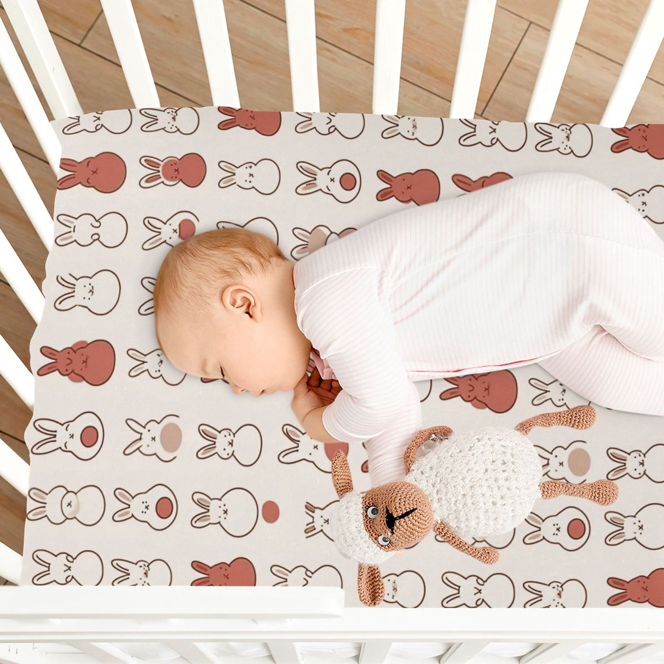 Baby Essentials 52”x 28”- Standard Cotton-like Modal Elastic- Cute Design Crib Sheets for Newborns and Toddlers