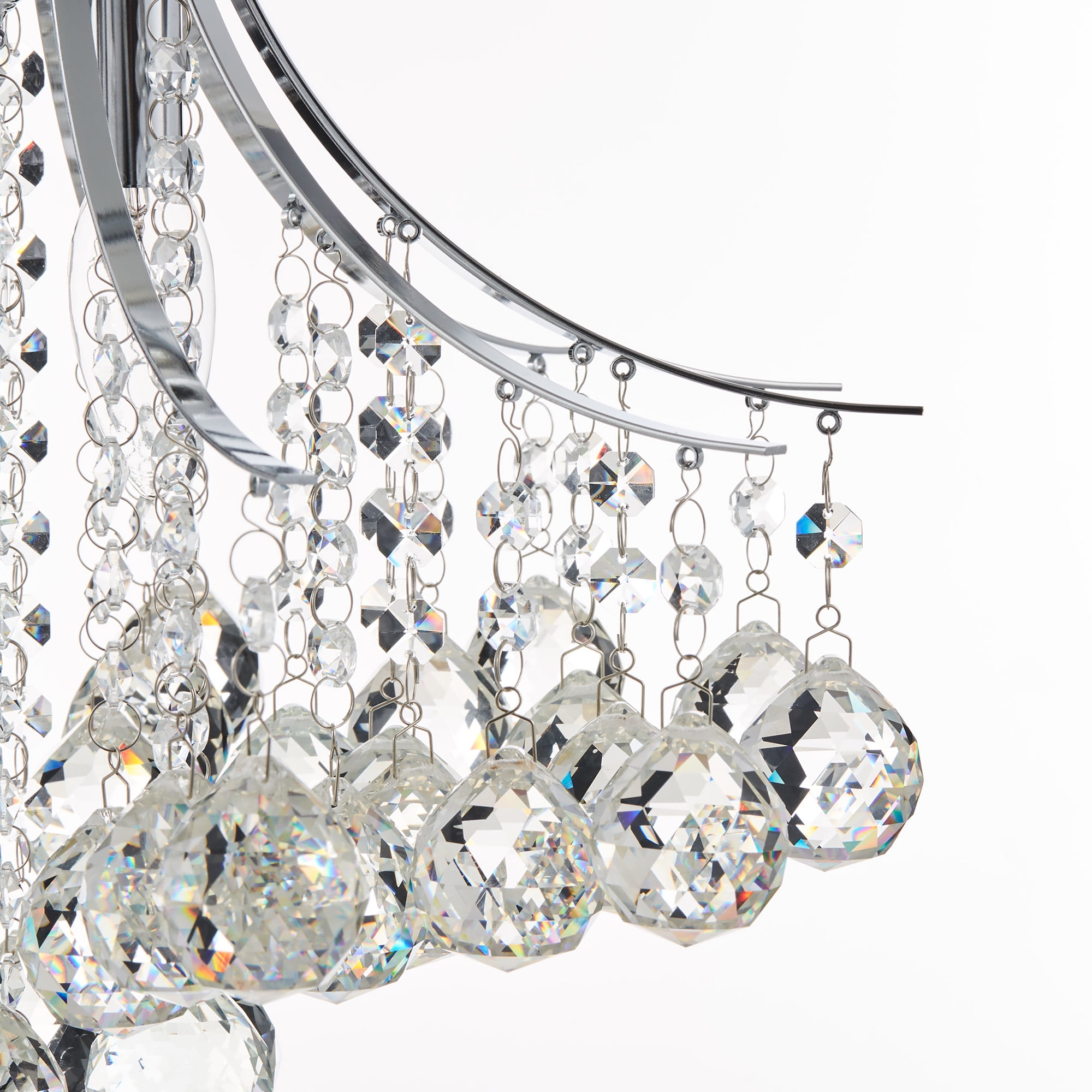 3-Light Flush Mount Crystal Chandelier Ceiling Light in Chrome