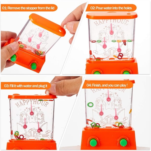 Juego De 2 Anillos De Agua Para Niños - Juguete Retro De Plástico (13.7x6.7 Cm)