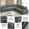thumbnail image 5 of Modern L Shaped Convertible Sectional Sofa, Corduroy Upholstered Modular Couch With Cup Holders USB Charger and Storage Armrest For Living Room Office Apartment, 5 of 13
