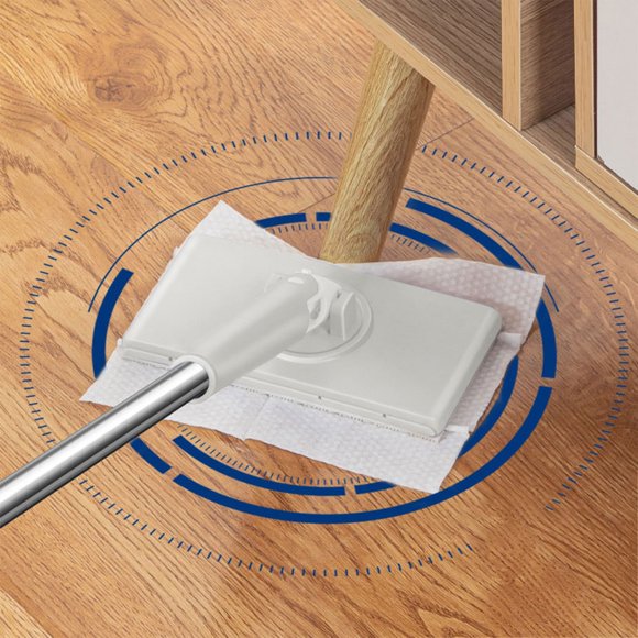 Cleaning Brush Automatic Cloth Changing Mini Mop Hands Mini Mop Portable Push Pull Handle Design Face Towel Mop Compatible With Face Towels Mini Mop With 360°Rotating Head For Floors Wall White