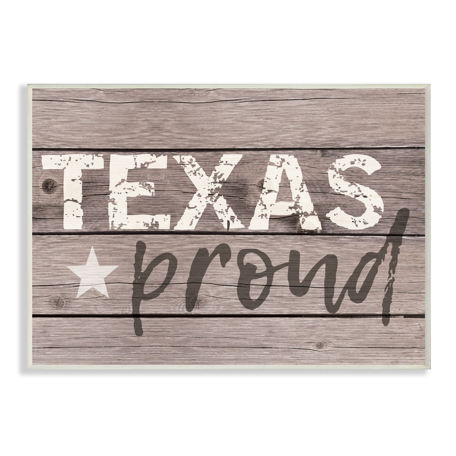 The Stupell Home Decor Collection Texas Proud Typography Lone Star Wall Plaque Art, 10 x 0.5 x 15