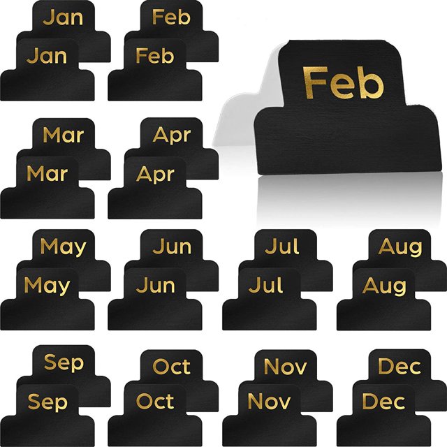 24 pegatinas mensuales con pestañas, pestañas adhesivas para planificador mensual, etiquetas de pestañas de índice de calendario, pegatinas para diarios, revistas, oficina, escuela, suministros para e
