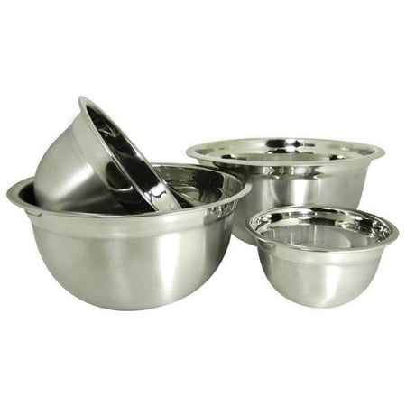 - Prime Pacific Euro Style 4 Piece Stainless Steel Mixing Bowl Set