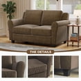 thumbnail image 6 of Ebello Modern Loveseat Sofa, 2-Seater Upholstered Sofa Couch with Thick Cushions for Living Room and Bedroom, Brown, 6 of 7