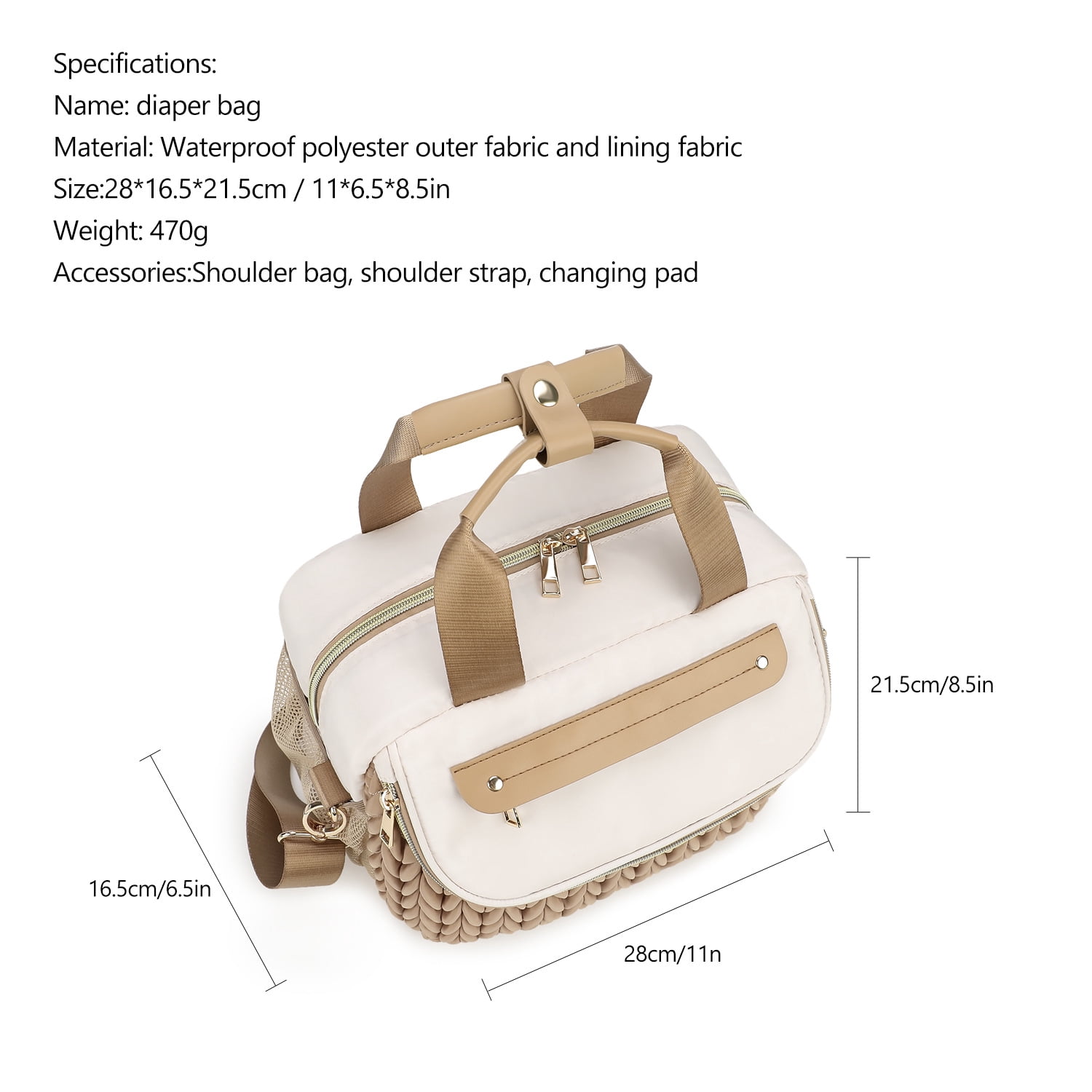 Sunyuer Diaper Bag Tote, Quilted Multifunction Waterproof Hospital Bag for Labor Delivery, Travel Large Capacity Diaper Tote