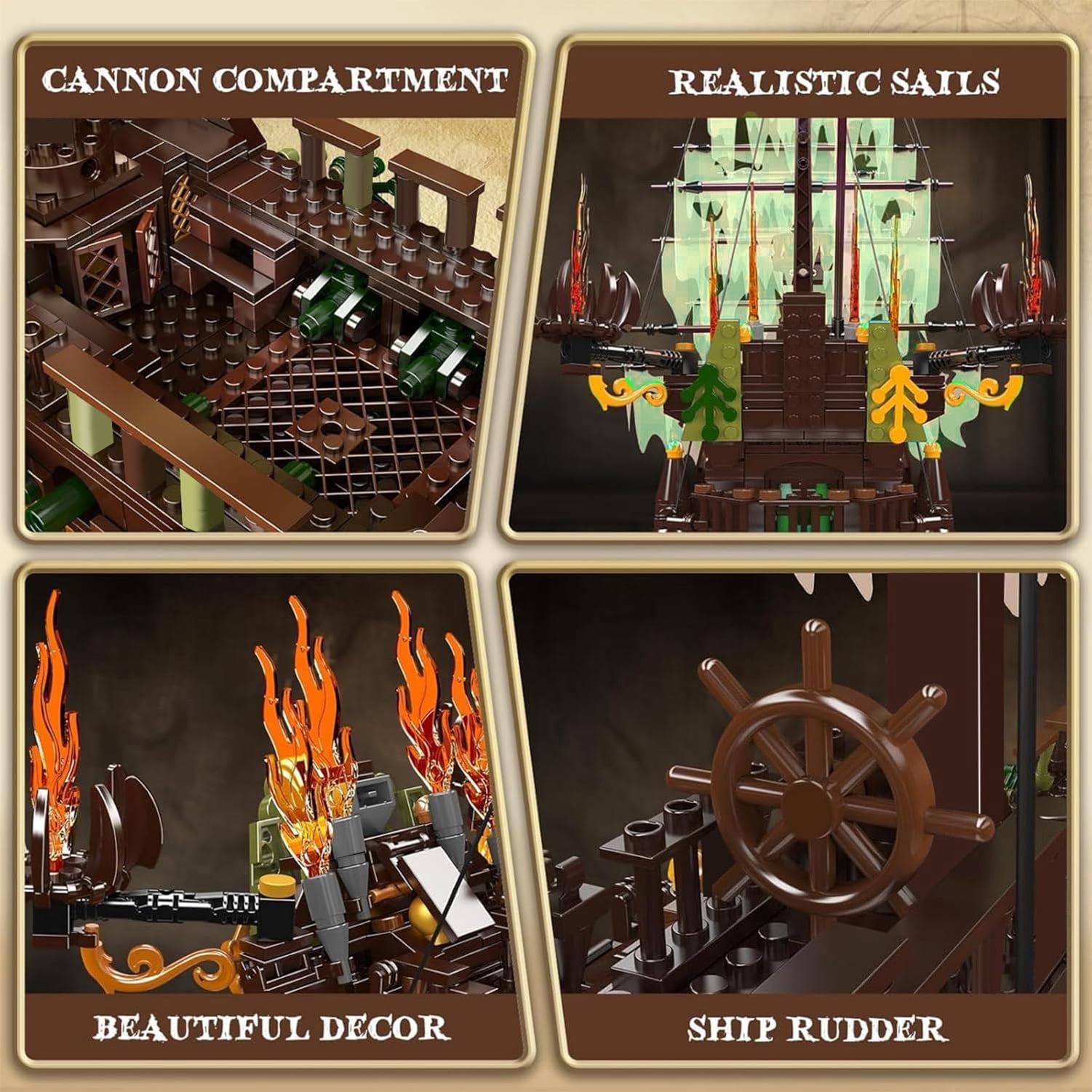 Large Pirates Ship Model Building Blocks Kits, MOC Dutchman Building Block Pirate Ship Construction Set to Build, Toys Gift for Age 14+/Adult Collections Enthusiasts (4364+Pieces)