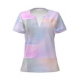 thumbnail image 3 of Naloa Rainbow Print T-Shirts Short Sleeve V Neck Tees for Women Fashion Tops Trendy Lightweight Soft Casual Summer Outfits Clothes, 3 of 5