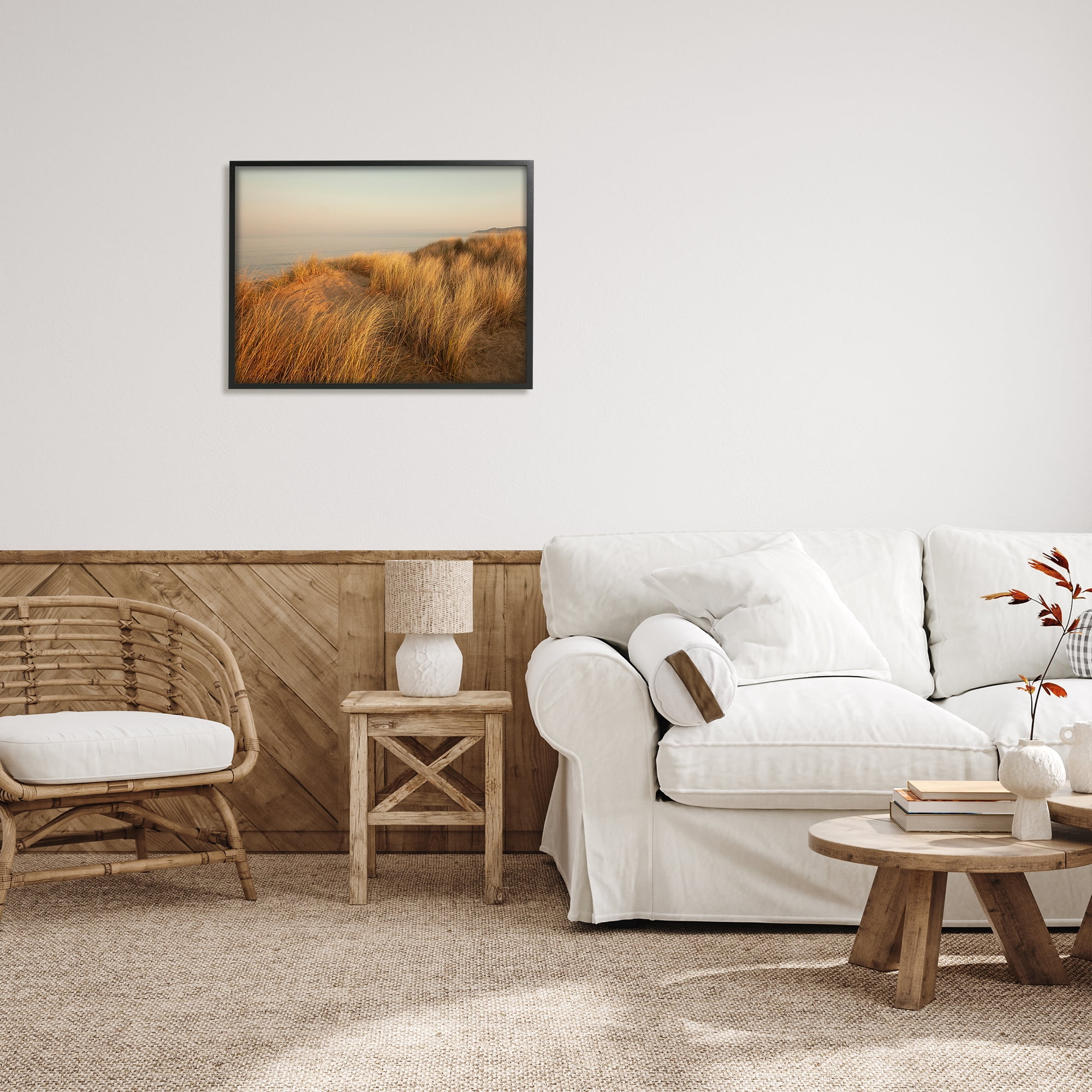 Stupell Indtries Ocean Cliff Sunset Sun Bleached Grass Seaside Photography,30 x 24,Design by Ian Winstanley