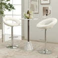 thumbnail image 3 of Topbuy Set of 2 PU Leather Bar Stools Adjustable Kitchen Counter Chairs White, 3 of 9