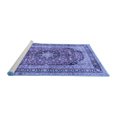 thumbnail image 2 of Ahgly Company Machine Washable Indoor Rectangle Medallion Blue Traditional Area Rugs, 5' x 7', 2 of 4