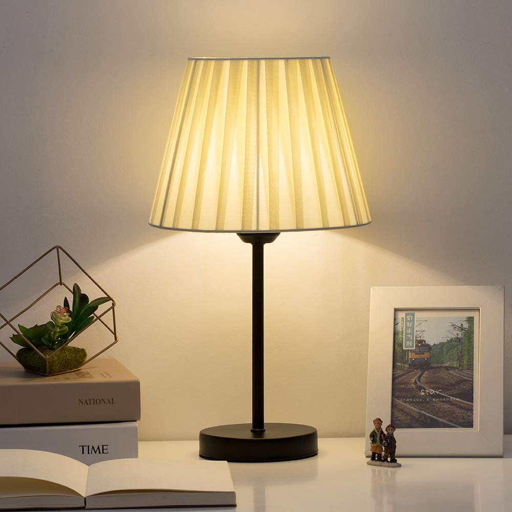 HAITRAL Contemporary Black Bedside Metal Table Lamp, Set of 2