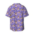 thumbnail image 5 of Uemuo Pugs and Flowers Pattern Cotton Linen Short Sleeve Shirts,Casual Lightweight Button Down Shirts,Vacation Beach Summer Tops-, 5 of 7