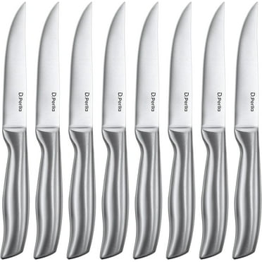 D.Perlla Steak Knives, Non Serrated Stainless Steel Sharp Steak Knife Set of 8 with Gift Box