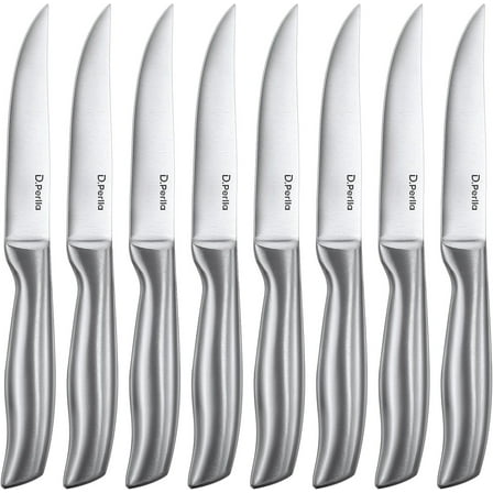 D.Perlla Steak Knives, Non Serrated Stainless Steel Sharp Steak Knife Set of 8 with Gift Box