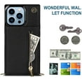 thumbnail image 6 of Crossbody Wallet Case for iPhone 15 Pro, PU Leather Zipper Handbag Purse Flip Cover with Kickstand Case for iPhone 15 Pro ZP Black, 6 of 18