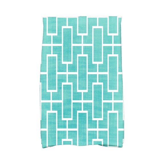 Simply Daisy, 16 x 25 inch, Screen Lattice, Geometric Print Kitchen Towel, Blue